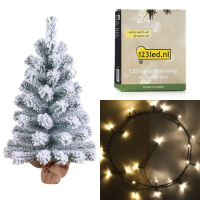 Árbol de Navidad artificial nevado 60 cm + 24 luces navideñas 426856