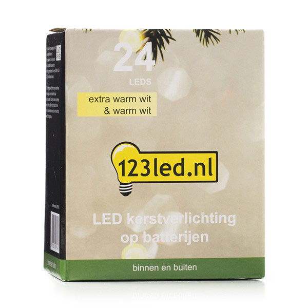 123inkt Guirnalda 24 luces led a pilas | Blanco extra cálido y blanco cálido | 24 luces con temporizador | 2,1 metros  426451 - 7