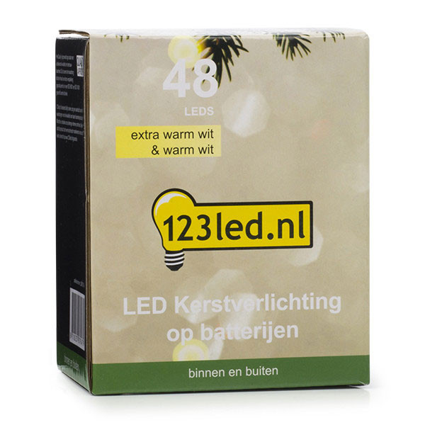 123inkt Guirnalda 48 luces led a pilas | Blanco extra cálido y blanco cálido | 48 luces con temporizador | 3,9 metros  426452 - 7