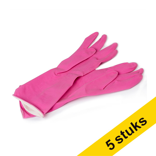 Pack: 5x Guantes talla L rosa/amarillo SDR06169 - 1