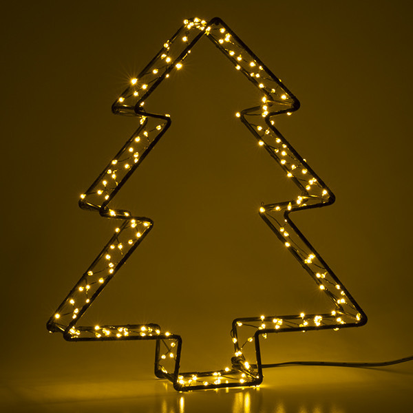 Árbol luminoso 3D a pilas 26 cm | Blanco extra cálido y cálido | 200 luces | Negro LDR07286 - 3