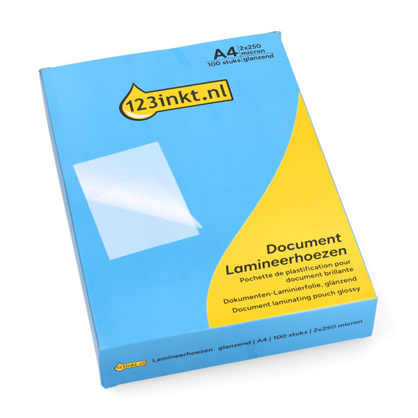 123tinta A4 brillante Funda para plastificar documentos 2x250 micras (100 unidades) 302889 - 1