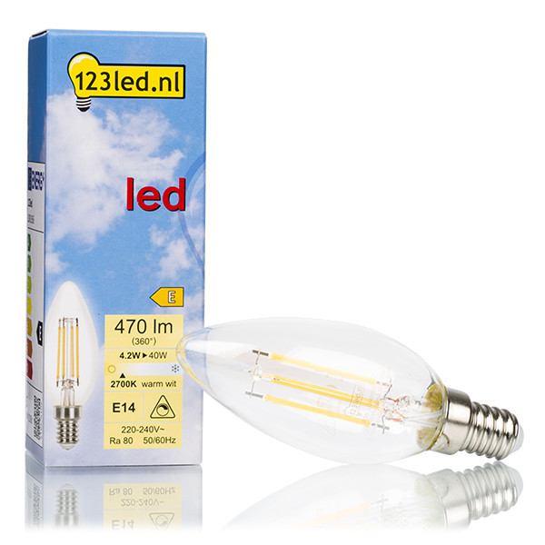 123tinta Bombilla LED E14 C35 Luz Cálida Vela Filamento Regulable (4.2W) LDR01606 - 1