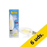 123tinta Bombilla LED E14 C35 Luz Cálida Vela Filamento Regulable (4.5W) | Pack 6 uds