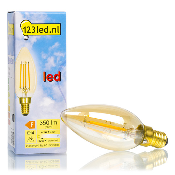 123tinta Bombilla LED E14 C35 vela oro regulable (4.1W) LDR01662 - 1
