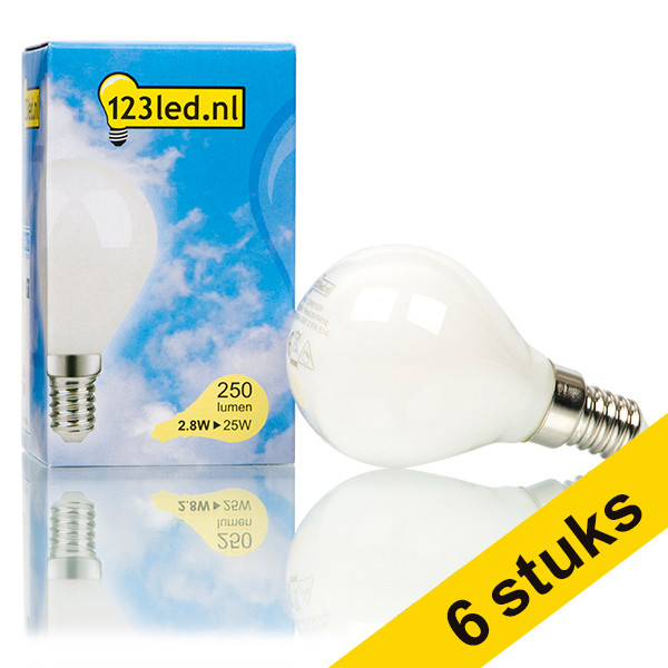 123tinta Bombilla LED E14 bola mate regulable luz cálida (2,8W) | Pack 6 uds LDR01621 - 1
