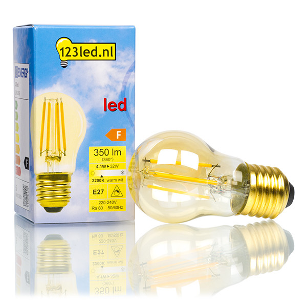 123tinta Bombilla LED E27 Luz Cálida Oro Bola Filamento Regulable (4.1W) LDR01666 - 1