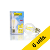 123tinta Bombilla LED E27 Luz Cálida Pera Filamento Regulable (7.3W) | Pack 6 uds