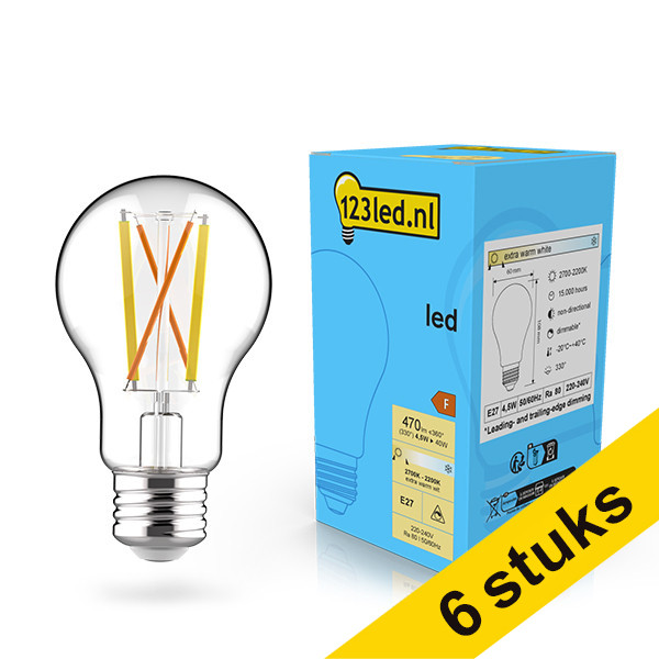 123tinta Bombilla LED E27 bola filamento regulable (4.5W) | Pack 6 uds LDR02087 - 1