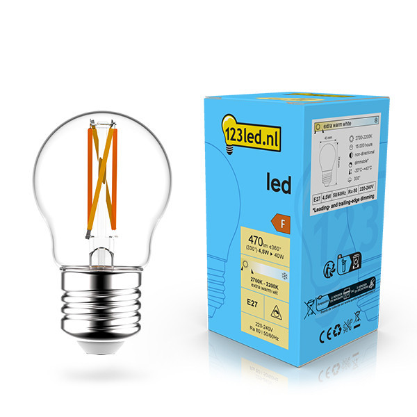 123tinta Bombilla LED E27 bola filamento regulable (4.5W) LDR02078 - 1