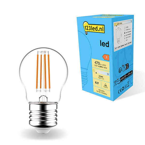 123tinta Bombilla LED E27 redonda transparente luz cálida (4.5W) LDR01824 - 1