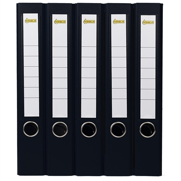 123tinta Carpeta Archivador A4 plastico negro 50mm | Pack 5 uds 300115 - 1