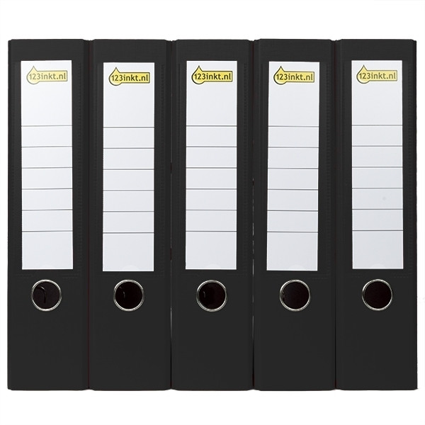123tinta Carpeta Archivador A4 plastico negro 80mm | Pack 5 uds 300117 - 1
