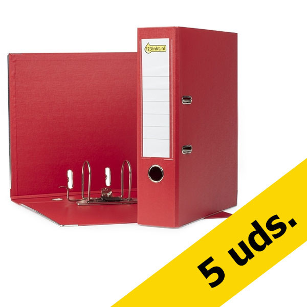 123tinta Carpeta Archivador A4 plastico rojo 80mm | Pack 5 uds 300119 - 1