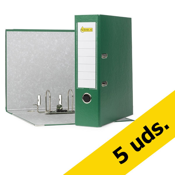 123tinta Carpeta Archivador A4 plastico verde 80mm | Pack 5 uds 300217 - 1