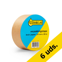 123tinta Cinta de Embalaje Papel Marrón 50 mm x 50 m | Pack 6 rollos 302010