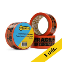123tinta Cinta de advertencia 'Frágil' naranja 50 mm x 66 m (3 rollos) 301782