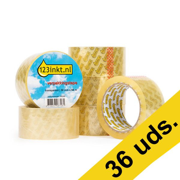 123tinta Cinta de embalaje transparente 50 mm x 66 m (36 rollos) 301382 - 1