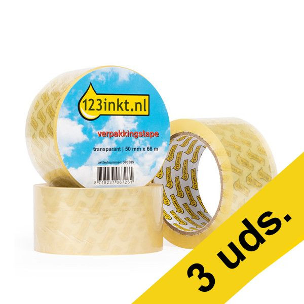 123tinta Cinta de embalaje transparente 50 mm x 66 m (3 rollos) 300340 - 1