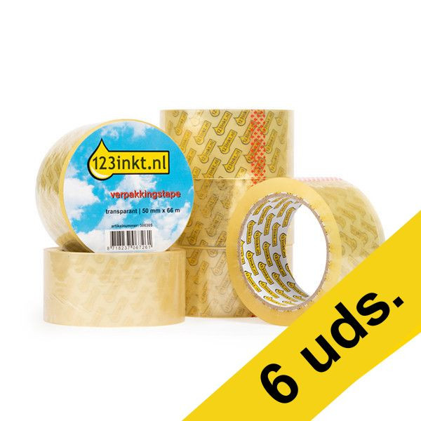 123tinta Cinta de embalaje transparente 50 mm x 66 m (6 rollos) 300306 - 1