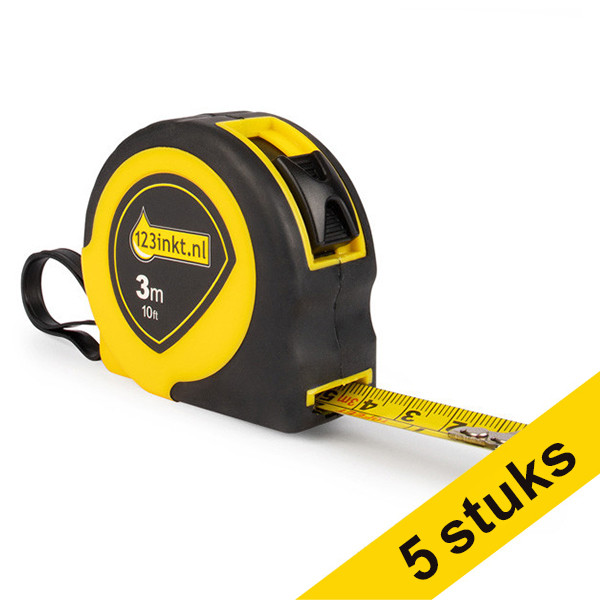 123tinta Cintas métricas de 3 m con carcasa de goma | Pack 5 uds 300631 - 1