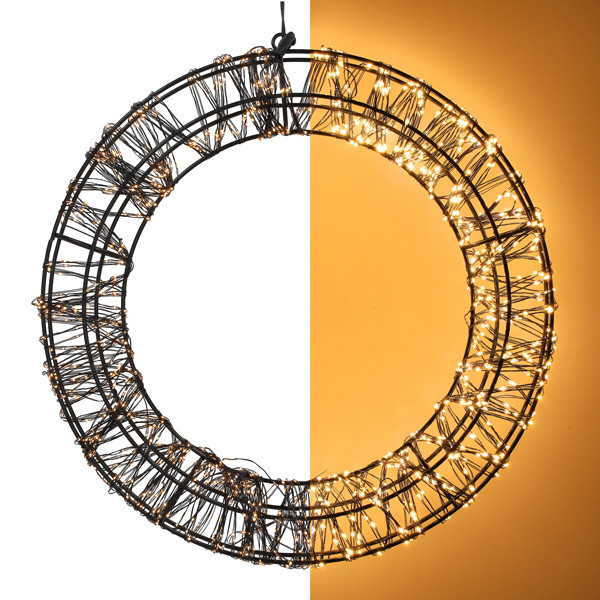 123tinta Corona navideña LED Ø36 cm | 1200 luces | blanco extracálido con destellos | negra LDR07396 - 1
