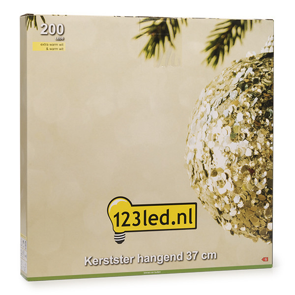 123tinta Estrella colgante de 36 cm | Blanco extra cálido y cálido | 300 luces | Negro LDR07274 - 5