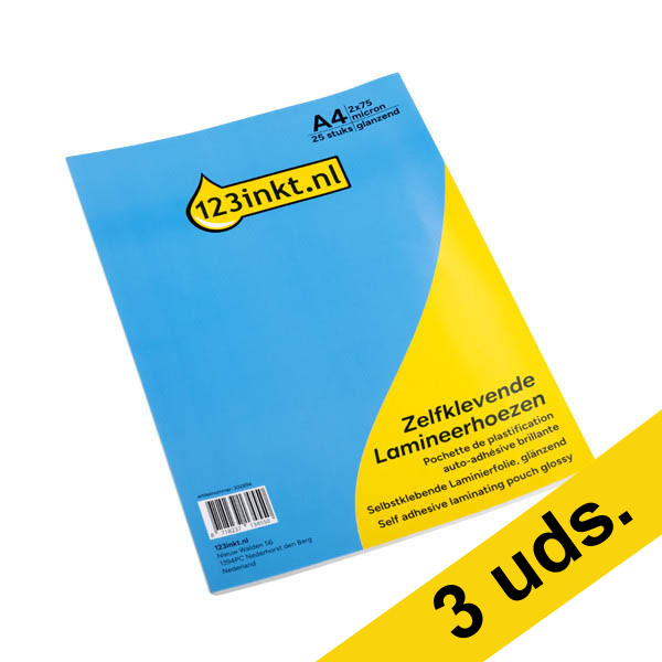 123tinta Fundas plastificadoras autoadhesivas tamaño A4 brillante 2 x 75 micras | Pack 3 x 25 uds 303151 - 1