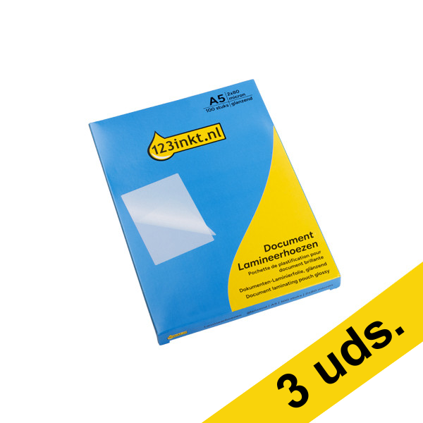 123tinta Fundas plastificadoras de documentos A5 brillante de 2 x 80 micras | Pack 3 x 100 uds 302930 - 1