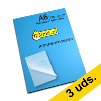 123tinta Fundas plastificadoras de documentos A6 brillante 2 x 125 micras | Pack 3 x 100 uds 301135