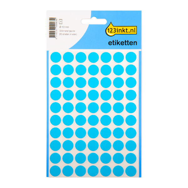123tinta Gomets adhesivos de marcaje redondo 13 mm azul – 280 unidades 301478 - 1