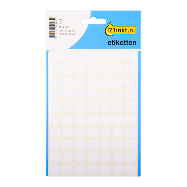 123tinta Gomets adhesivos de marcaje redondo 13 mm blanco – 280 unidades 301479 - 1