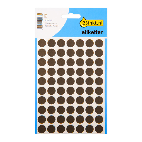 123tinta Gomets adhesivos de marcaje redondo 13 mm negro – 280 unidades 301477 - 1