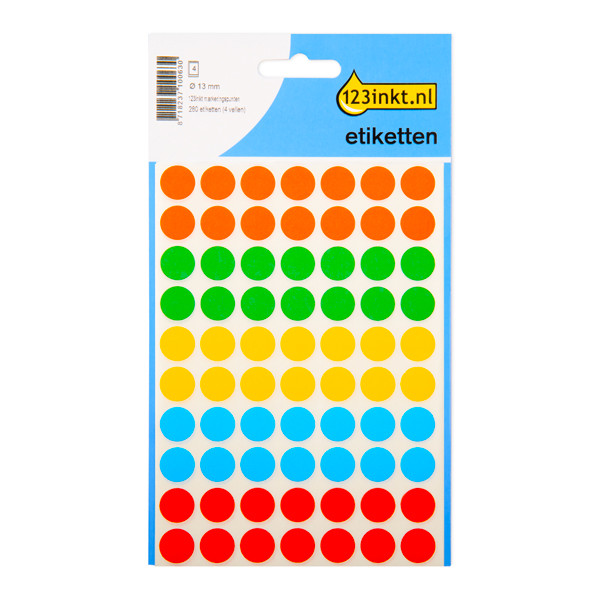 123tinta Gomets adhesivos de marcaje redondo 13 mm surtido – 280 unidades 301473 - 1