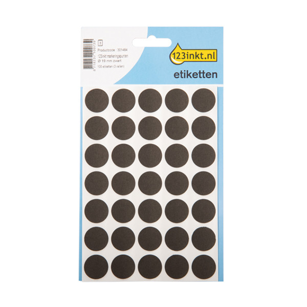 123tinta Gomets adhesivos de marcaje redondo 19 mm negro – 105 unidades 301484 - 1