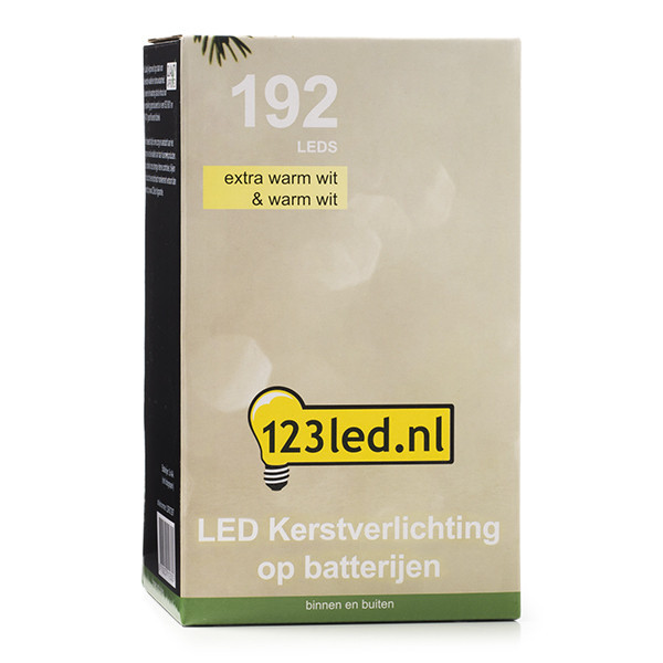 123tinta Luces navideñas 14,7 metros a pilas | Blanco extra cálido y blanco cálido | 192 luces con temporizador  LDR07148 - 7