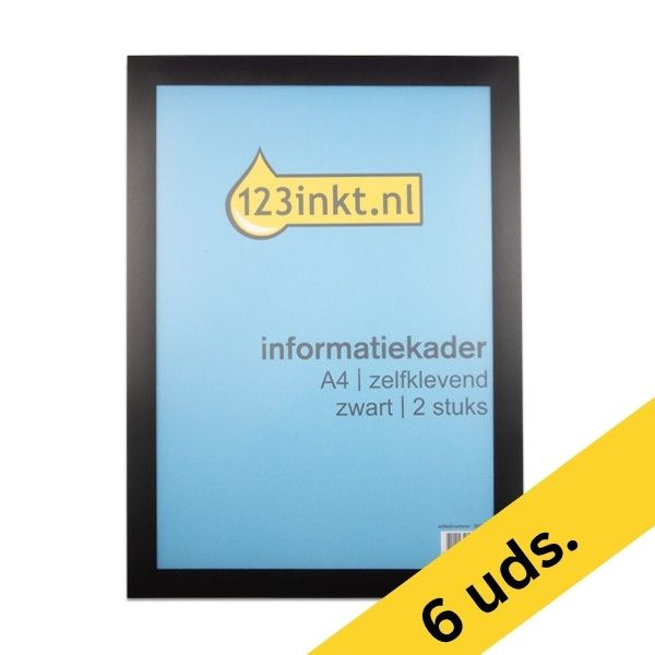 123tinta Marcos informativos autoadhesivos A4 negros | Pack 6 uds 301275 - 1