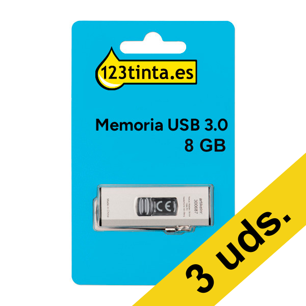123tinta Memoria USB 3.0 - 8 GB | Pack 3 uds 302953 - 1