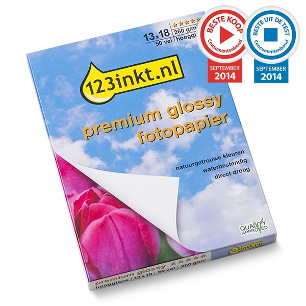 123tinta Papel fotográfico Premium Glossy | 13 x 18 cm | 260g | 50 hojas 2311B018C 064135 - 1
