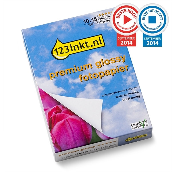 123tinta Papel fotográfico brillante de alta calidad 260 gramos, 10 x 15 cm | Pack 100 hojas 064131 - 1