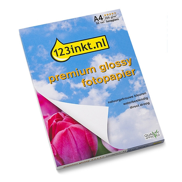 123tinta Papel fotográfico brillante de alta calidad, 260 gramos, A4 | Pack 50 hojas 064121 - 1