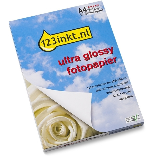 123tinta Papel fotográfico de alto brillo Ultra Glossy | A4 | 200g | 50 hojas  064155 - 1