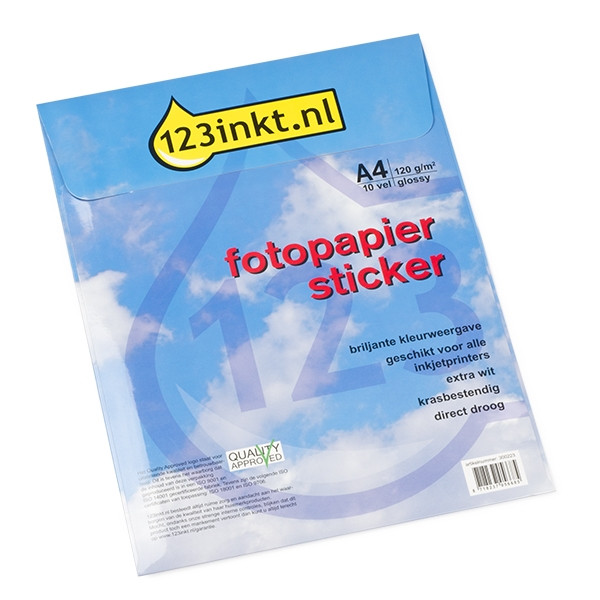 123tinta Papel fotografico adhesivo brillante | A4 | blanco | 10 hojas  300223 - 1