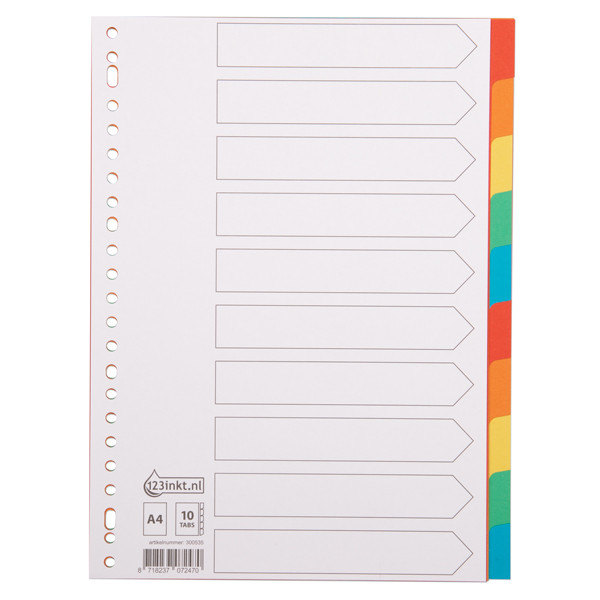 123tinta Pestañas de cartulina A4 de colores con 10 pestañas (23 agujeros) 100193C 100198C 300535 - 1