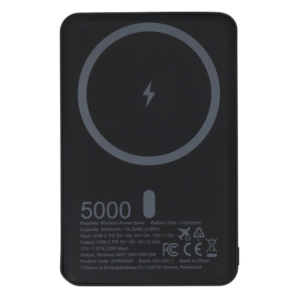 123tinta PowerBank inalámbrica ultradelgada negra (20 W, 5000 mAh) ADR00363 - 5