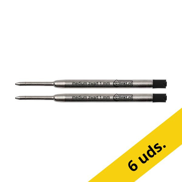 123tinta Recambio para bolígrafo de punta mediana negro | Pack 3 x 2 uds 302738 - 1