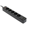 123tinta Regleta con 5 enchufes y 3 USB negro (2 metros) 390029 - 1