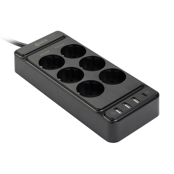 123tinta Regleta con 6 enchufes y 4 USB negro (2 metros) 390030 - 1