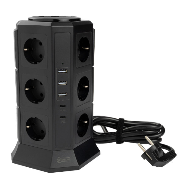 123tinta Regleta de enchufes con 12 tomas y 5 USB negro (2 metros) 390027 - 1