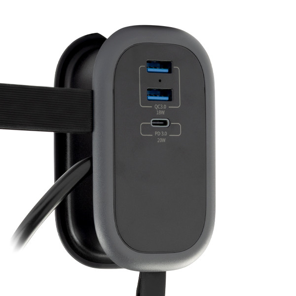123tinta Regleta enrollable con 1 toma y 3 USB color negro (1,13 metros) 390025 - 2